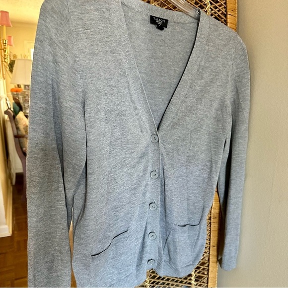Talbots Women's Gray Cardigan Sweater Medium with Pockets - Picture 2 of 8